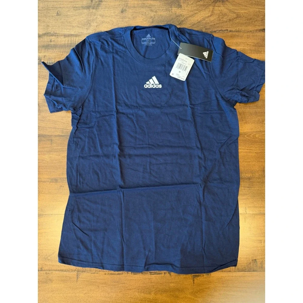 Adidas Kids Amplifier Tee Collegiate Navy White Logo T-Shirt Size M